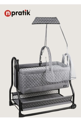 N'pratik Lüx Bebek Beşiği Nenni Silinebilir Portatif Sallanır Sepet Beşik Hamak Beşik Antrasit
