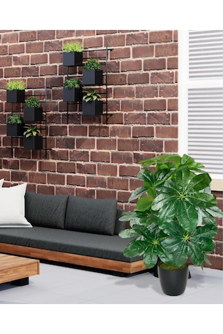 Yapay Çiçek Saksıda Şeflera Bitkisi 18Dal 75cm Salon Çiçeği Yapay Bitki Pachira Macrocarpa