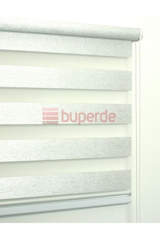 Buperde Simli Beyaz Bambu Zebra Stor Perde