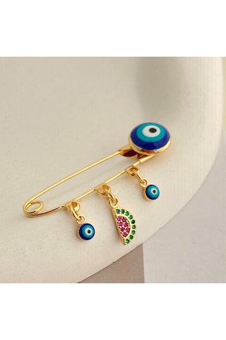 Bebek Yaka İğnesi Bebek Nazarlık Karpuz Yaka İğnesi Gold
