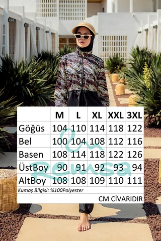 Remsa Paraşüt Tam Kapalı Tesettür Mayo R4806 Safari Siyah