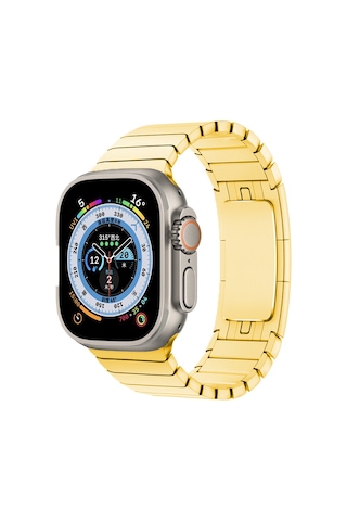 Kilifone - Apple Uyumlu Watch Ultra 49mm - Kordon Metal Kordon - Krd-35 - Gold - T24562