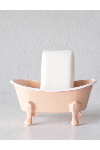 Dekoratif Metal Sabunluk Vintage Küvet Tasarım Banyo Sabunluk Banyo Lavabo Dekoru Açık Pembe