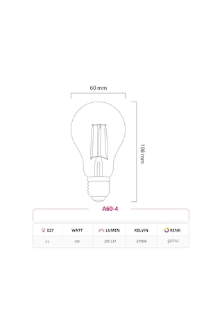 4w 220v E27 Rustik A60 Led Ampul A60-4 10'lu Paket 10'lu Sarı Işık E27 Rustik Ampul 4 Watt Yok A'dan