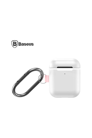Baseus Woven Label Hook Airpods 1/2 Uyumlu Beyaz Silikon Koruma Kılıfı Ve Anahtarlık Mh-hs6035419107