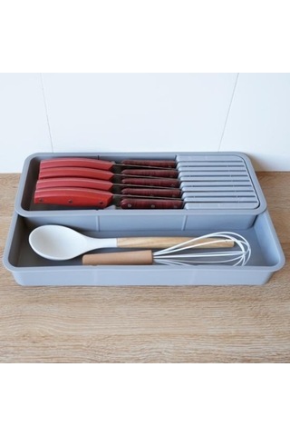 Pazly Genişletilebilir Mutfak Çekmece Bıçak Saklama Kutusu - Siyah Blade Kompakt Tasarım Siyah