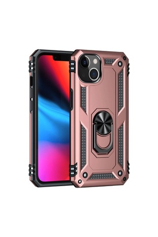 Apple, Uyumlu iPhone 13 Kılıf Sofya Yüzüklü Silikon Kapak - Rose