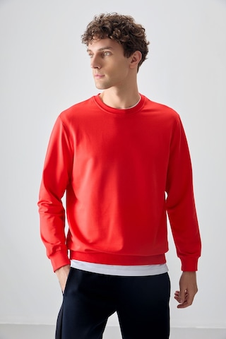 Tommy Life Fiesta Pamuk Yumuşak Dokulu Standart Fit Basic Erkek Sweatshirt - 88363 Kırmızı