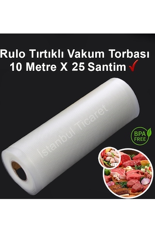 Rulo Tırtıklı Vakum Torbası-Poşeti 10 Metre X 25 Santim