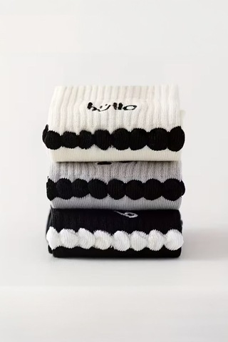 Hitit Socks Kadın 5 Çift Premium Kalite Şerit Kabartmalı Ataç Hello Love ... Çok Renkli
