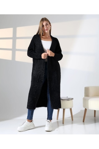 Redmina Fashion Yumuşak Dokulu Uzun Hırka Siyah