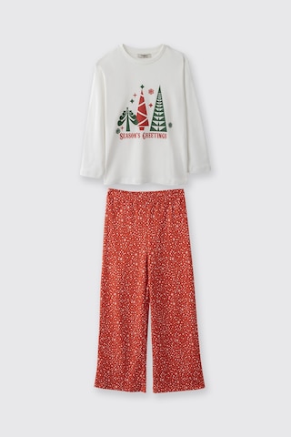 Panço Kız Çocuk Yeni Yıl Desenli Pijama Takımı Kırmızı
