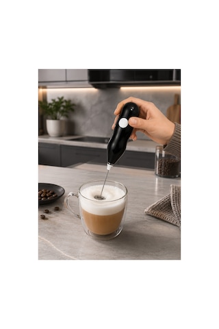 Elektrikli Süt Köpürtücü Kahve Köpürtücü El Mikseri Cappuccino Latte Frappe Çırpıcı Siyah