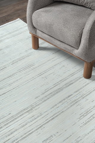 Bambum Soft 1002 Gri Düz Desen Modern Bambu Saten Kaymaz Taban Yıkanabilir Salon Mutfak Halısı Gri - Beyaz