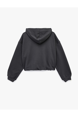 Koton Rahat Kalıp Uzun Kollu Kanguru Cepli Fermuarlı Kapüşonlu Sweatshirt Antrasit 6sal10332ık Antrasit