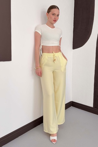 Verymoda Keten Pantolon D2381 Sarı