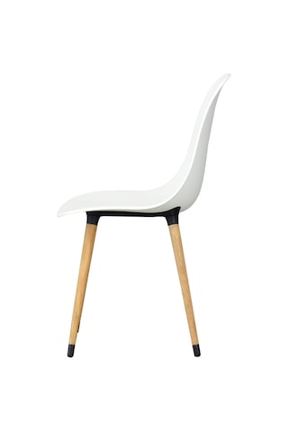 Vilinze Eames Naturel Ahşap Ayak Plastik Beyaz Sandalye