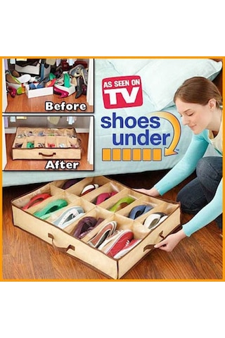 Ayakkabı Saklama Çantası 12 Bölmeli Shoes Under Renkli