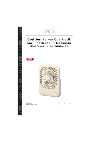 Özel Seri Balkon Oda Pratik Şarjlı Katlanabilir Masaüstü Mini Vantilatör 2000mah