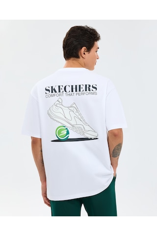 Skechers M Graphic Tee T-shirt Erkek Beyaz Tshirt S2610064-2325