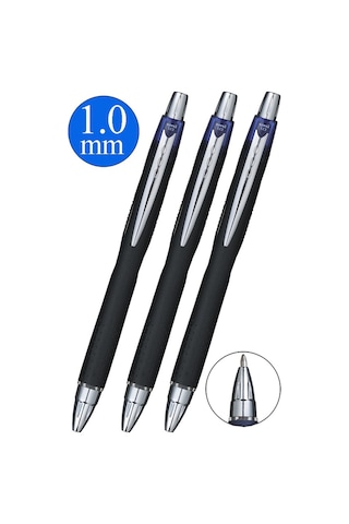 Mavi Jel Uçlu Pilot Kalem 3 Adet Uniball Jetstream Sxn-210 1.0 Mm Basmalı Pilot Kalem Roller Uçlu Likit Mürekkepli