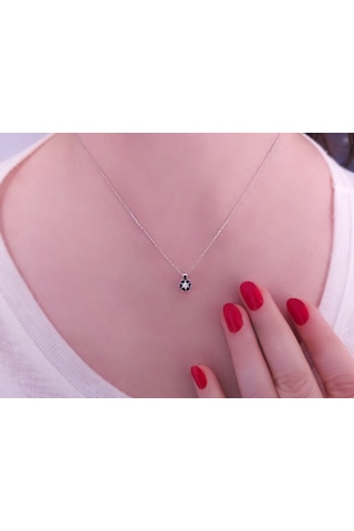 Sirius Safir ve Pırlanta Taşlı Papatya Kolye 0817P0037