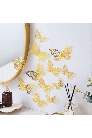 Fosenze 12 Adet Multifonksiyonel 3d Kelebek Işıklı Duvar Sticker - Su Geçirmez, Isı Dayanıklı, Yeniden Kullanılabilir, Pencere Uygun Abs Plastik Dekoratif Etiketler Mavi