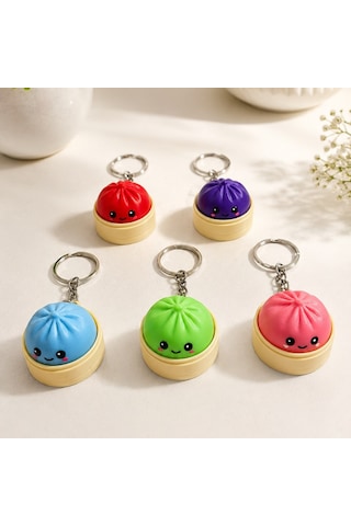 3d Baskı Clicker Çin Mantısı Anahtarlık 2 Adet Kawaii Dumpling Fidget Anahtarlık Anti Stres Sü