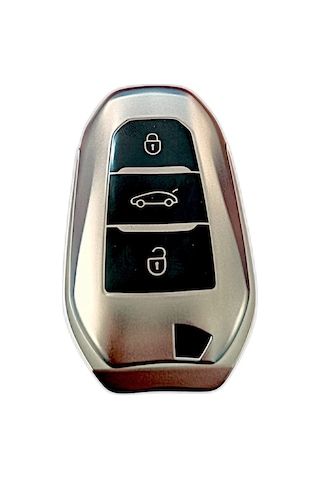 Peugeot 208-308-508-2008-3008-5008 Uyumlu Silikon Oto Anahtar Kumanda Kabı Kılıf Füme