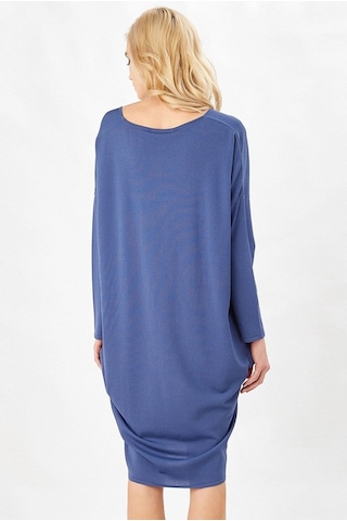 Peraluna Indigo Renk 3/4 Kol Balon Kadın Triko Elbise İndigo