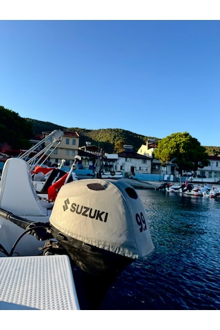 Tekne Motor Kılıfı Dıştan Takma Marin Deri Suzuki 9.9 Hp