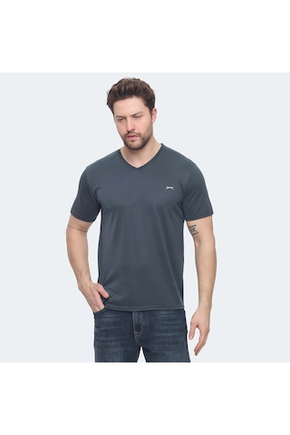 Slazenger KRAKKER Erkek V Yaka Antrasit Tişört