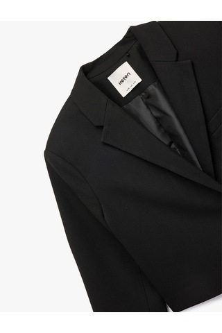 Koton Uzun Kollu Kruvaze Düğmeli Crop Blazer Ceket Siyah 6sak50023pw Siyah