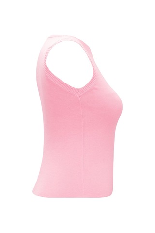Qoolest Modern Fit Kolsuz Triko Bluz Kadın İnce Yapılı Bisiklet Yaka Pembe