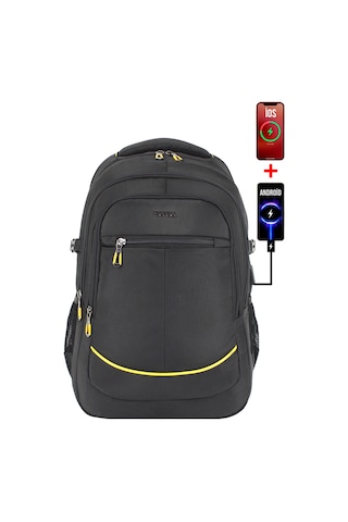 Dada 09 17,3 inç Siyah Laptop Sırt Çantası 60 Litre Usb Typc-E Aparat Darbe Emici Koruma