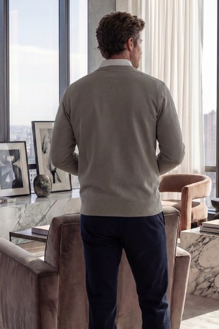 Goffra Erkek Focus Esnek Kumaş Yumuşak Dokulu Günlük Sweatshirt Açık Kahverengi M401-r0342-05
