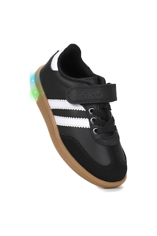 Kiko Kids Renis Günlük Cırtlı Işıklı Kız Çocuk Spor Ayakkabı Siyah - Beyaz Siyah - Beyaz