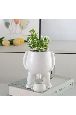 Pazly Eğlenceli Çiş Yapan Seramik Saksı - 19cm Bitki Yetiştirici