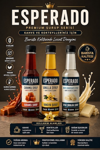 Şekersiz Vanilya - Karamel -beyaz Çikolata Aromalı Kahve Şurubu 3 Ad.x 250 Ml Diğer