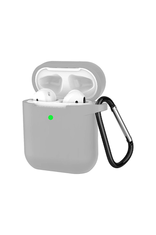 Airpods 1 Ve 2. Nesil İle Uyumlu Premium Lansman Serisi Kadife İç Astarlı Darbe Emici Silikon Kılıf Gri
