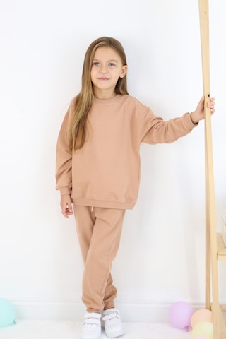 Kız Çocuk İki İplik Basic Eşofman Takımı Kahverengi