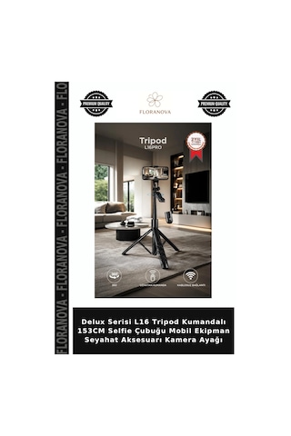 Delux Serisi L16 Tripod Kumandalı 153cm Selfie Çubuğu Mobil Ekipman Seyahat Aksesuarı Kamera Ayağı