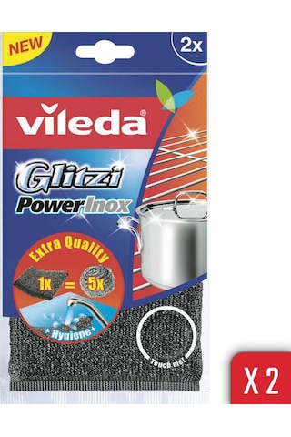 Vileda Glitzi Power Inox Çelik 2'li Bulasik Teli 2'li Paket