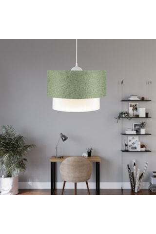 Pasta Tekli Sarkıt Haki Kumaş Salon Yatak Odası Genç Odası Avize Yeşil