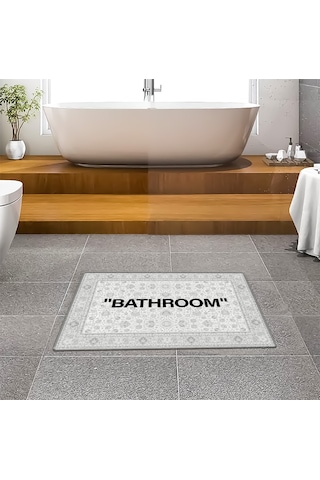Evaşk Banyo Paspası İpeksi Kadifemsi Halı Yüzey Kaymaz Taban 40x60 BM01940B Beyaz