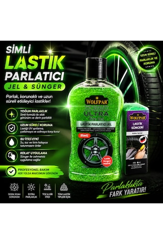 Simli Lastik Parlatıcı Jel Ve Lastik Süngeri Yeşil
