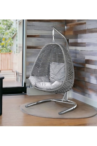 Tu Tienda Armut Salıncak Tek Kişilik Makrome Ip Örgü Bahçe Balkon Ev Salıncağı,gri Gri