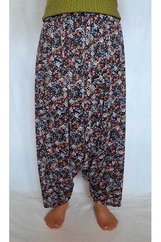 Özözkanlar Çiçekli Geleneksel Jarse Aşağıdan Ağlı Bayan Şalvar Çok Renkli