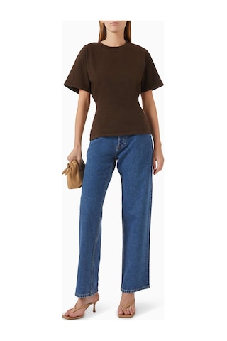 Banana Cici Eero Cinched T-shirt - Beyaz - Pamuklu Premium Kumaş İle Şık Tasarım Kahverengi