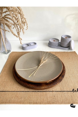 Yuvarlak Doğal Ahşap Sunum Tabağı Çukur Ahşap Sunumluk Beyaz Çam Çap:28cm Y
